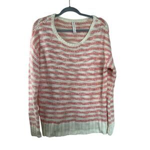 Aeropostal Pink and White Striped Womens Sweater Size Large